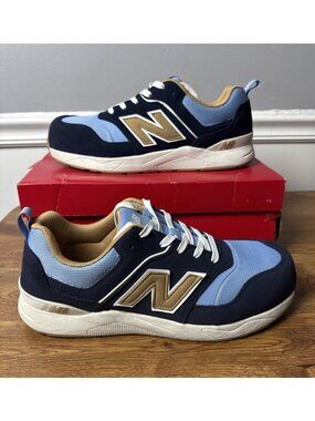 New Balance Elite Lite Mens Size 11 D Blue Brown Composite Toe Safety Work Shoes
